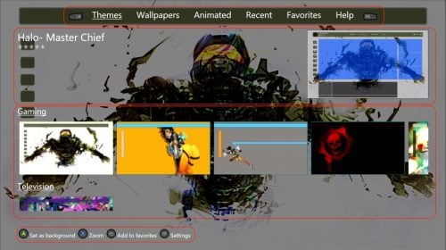 Скриншот программы «Theme my Xbox» для смены обоев